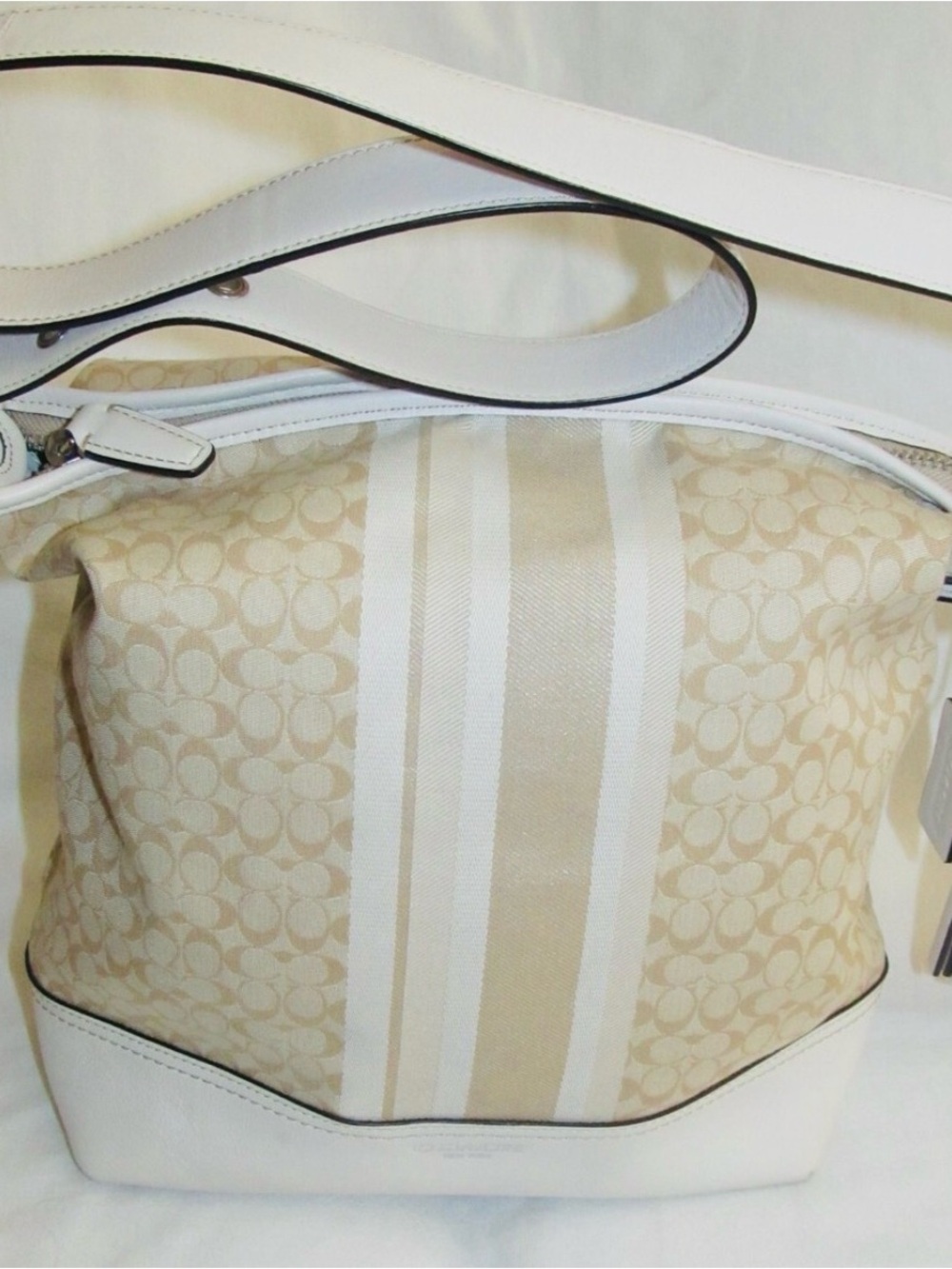 SOLD Coach legacy Signature Stripe Canvas Shoulder Bag